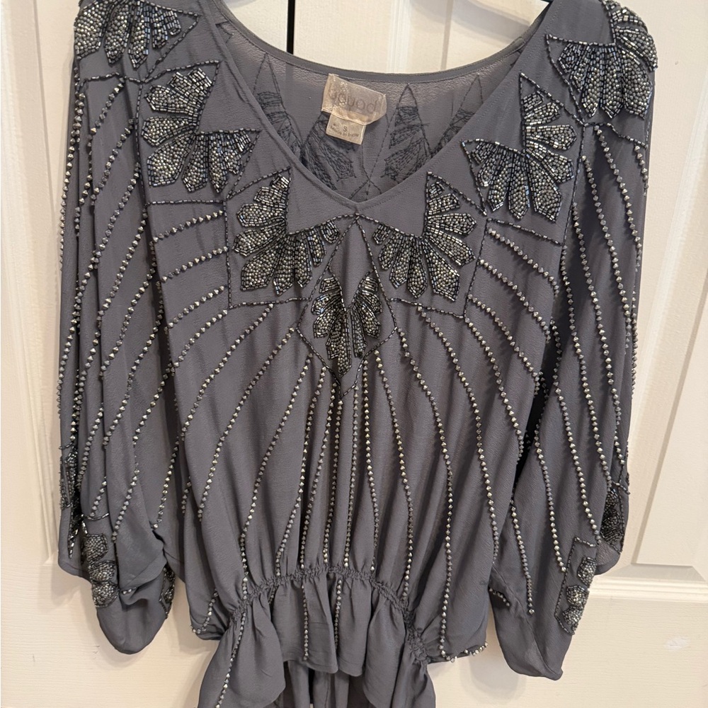 Boyod from Nordstrom Gray Embellished Blouse
